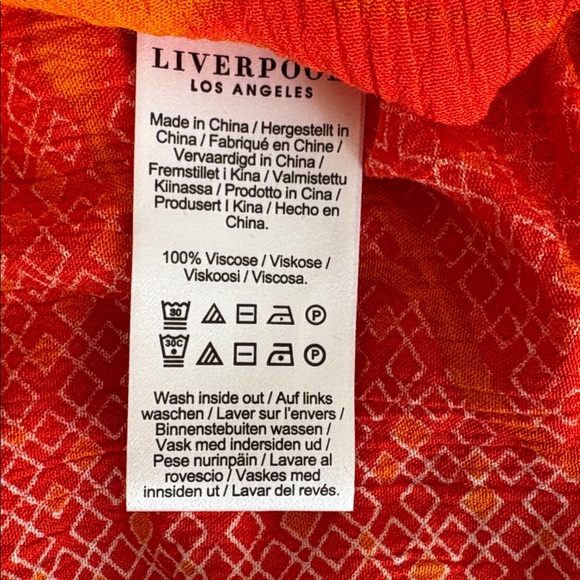 NWT Liverpool Los Angeles Floral Ombre Puff
Sleeve Woven Top Medium Orange - Picture 8 of 8